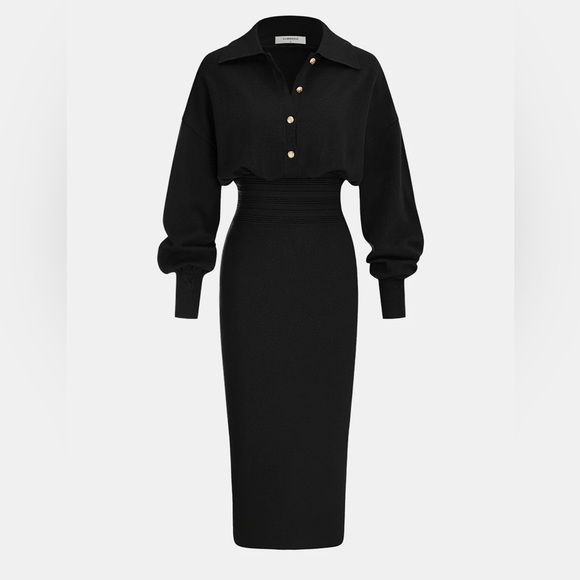 Commense Dresses & Skirts - Commense Cinched Waist Knit Shirt Dress